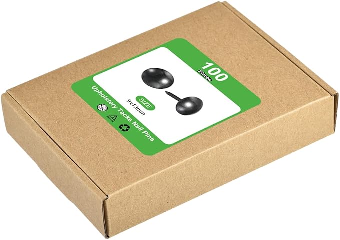 uxcell Upholstery Tacks Nail Pins Furniture, 150Pcs 9x13mm Thumb Tack Pins Assortment Kit Carbon Steel for Home Sofa DIY Decorative Nail Heads Nails, Black