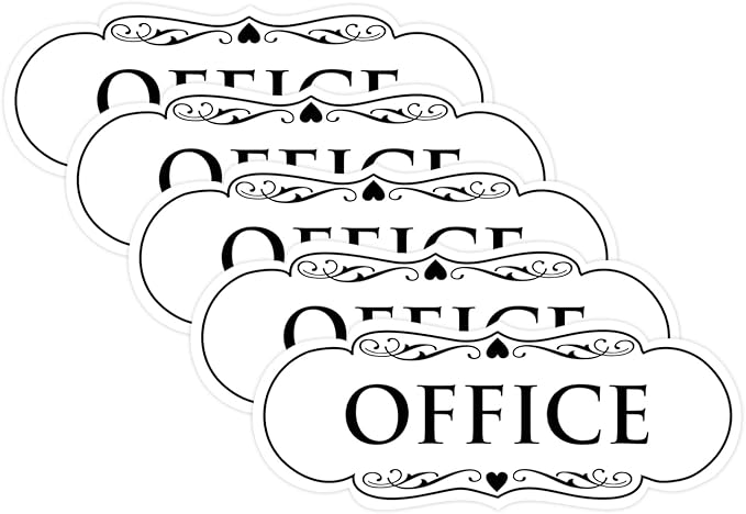 All Quality Designer Office Sign | Easy Installation - White - Small (5 Pack)