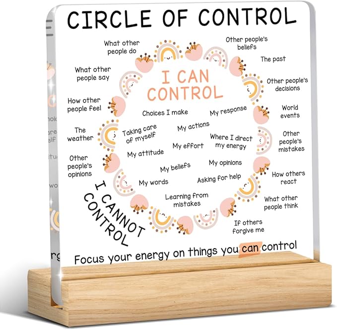 Therapy Office Desk Decor, Mental Health Gifts, Counselor Office Must Haves, Gifts for Women Therapist Psychologist School Counselor, Halloween Christmas Gift Circle of Control Acrylic Sign