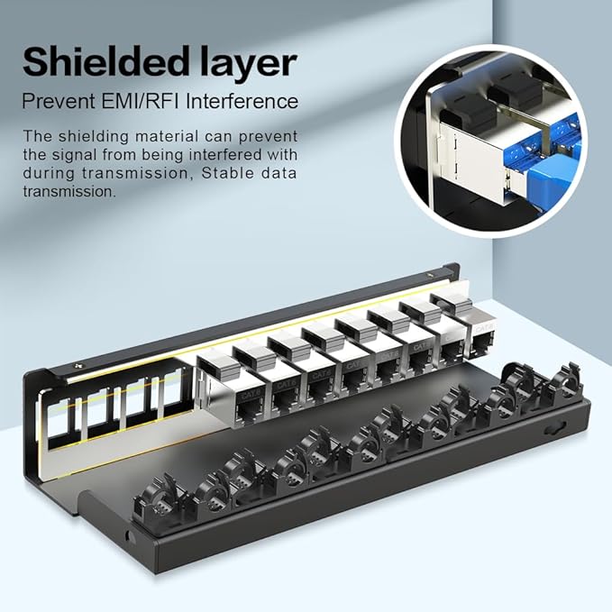 12 Port Patch Panel CAT6 Keystone Patch Panel (EC Listed) Network for Home/Office (1U 12Port, CAT6 Shielded)