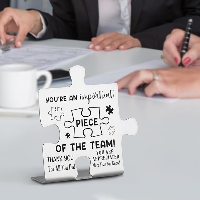 Team Gifts for Employees, Coworkers, Women, Team Thank You Appreciation Gifts, Team Plaque, Team Puzzle Piece Gift, Team Christmas Team Work Office Desk Decor Gifts Decorative Signs Plaques WDD20