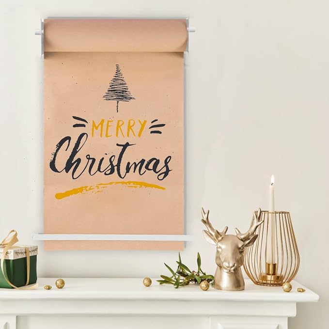 18”Kraft Paper Dispenser Holder Wall Mount, Heavy-Duty Paper Cutter Butcher Paper Dispenser to Do Lists, DIY Drawing, Taking Note, Artwork, Daily Special - White