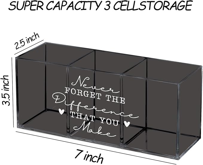 Never Forget the Difference You Make Acrylic Pen Pencil Holder Organizer for Office Desk Accessories, Thank You Appreciation Gifts for Teacher Mentor Boss Coworkers Pen Pencil Holder for Desk