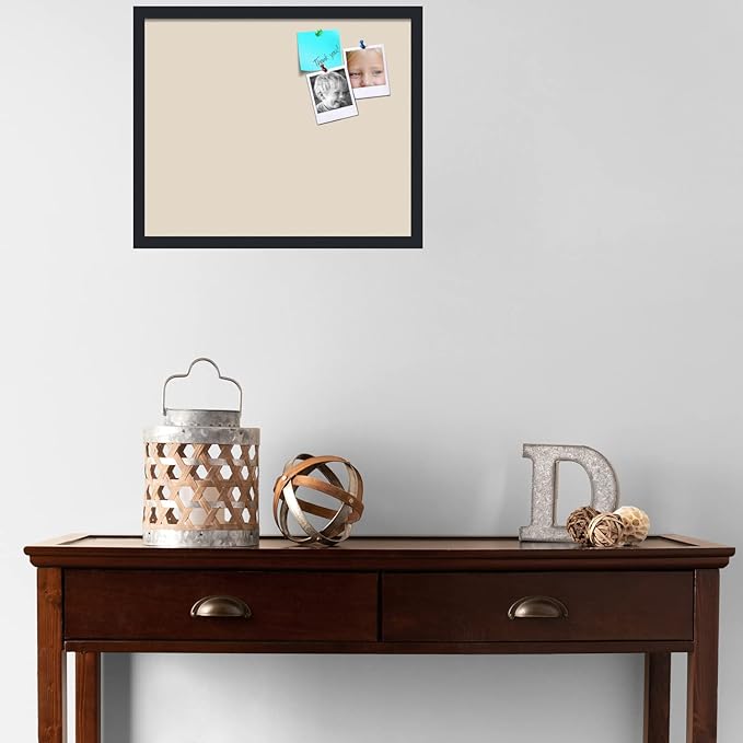 PinPix 22x18 Inch Cork Bulletin Board. This Decorative Framed Pin Board Comes with Desert Pastel Design and a Satin Black Frame. Ideal for Home Office Decor or Message Board (PinPix-1815)