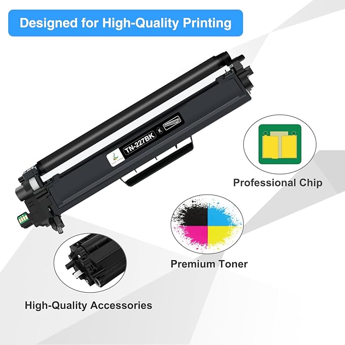 TN227 TN-227BK/C/M/Y High Yield Toner Cartridge: Compatible Replacement for Brother TN223 TN 227BK/C/M/Y for HL-L3270CDW MFC-L3770CDW HL-L3290CDW MFC-L3750CDW HL-L3210CW Printer (TN-223BK/C/M/Y 5Pack)