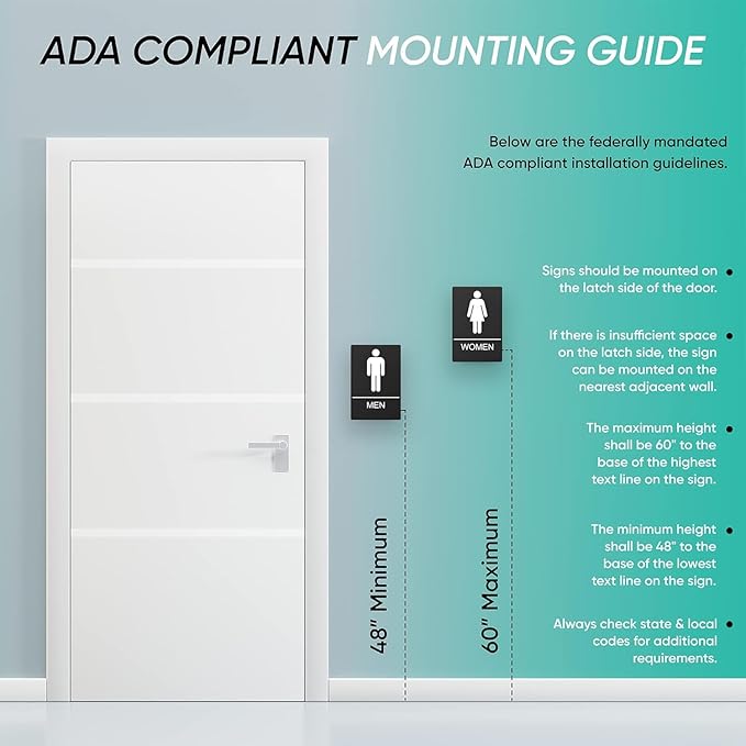 ASSURED SIGNS Bathroom Signs, Restroom Sign For Business - For Men and Women - 10 Pack - 9" by 6" - ADA Compliant with Braille - Strong Double-Sided Adhesives Included - Apply to Office, Home, Public Door/Wall