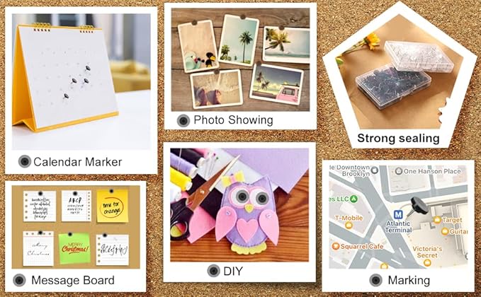 150 PCS Push Pins, Standard Plastic Head Steel Point Thumb Tacks, Clear Round Head for Bulletin Boards, Fabric Markers & Crafts Organization