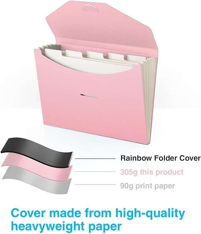 Blue Lake ECOLIFE Expanding File Folder Accordion Folders ECO Friendly 6 Pocket Organizer Pink