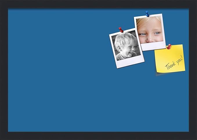 PinPix 22x15 Inch Cork Bulletin Board. This Decorative Framed Pin Board Comes with Navy Pastel Design and a Satin Black Frame. Ideal for Home Office Decor or Message Board (PinPix-1811)