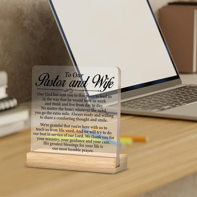 Pastor & Wife Appreciation Gifts - Clear Desk Decorative Sign - Acrylic Decor