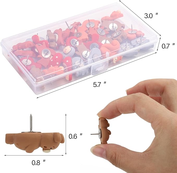 Thumb Tacks 30Pcs Push Pins for Cork Board Bulletin Board(Multiple Animals)