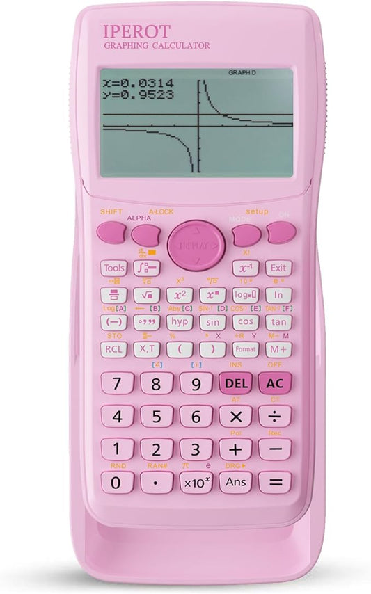 Scientific Calculators with Graphing Calculator, IPEROT Pink Scientific Calculators 10 Modes/ 4 Graphing Functions, Desktop Math Calculator Ideal for School Supplies, Students, College, Teachers