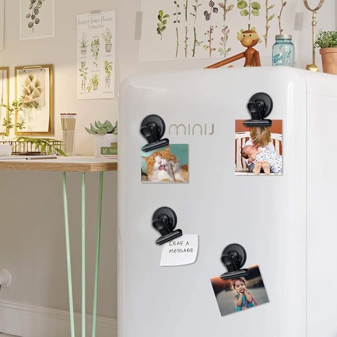 Grtard 60 Pack Magnetic Clips Heavy Duty, Black Magnet Clips for Fridge, Refrigerator Magnets, Strong Magnetic Clip, Scratch Free Magnets with Clip for Whiteboard, Refrigerator, Cruise, Locker