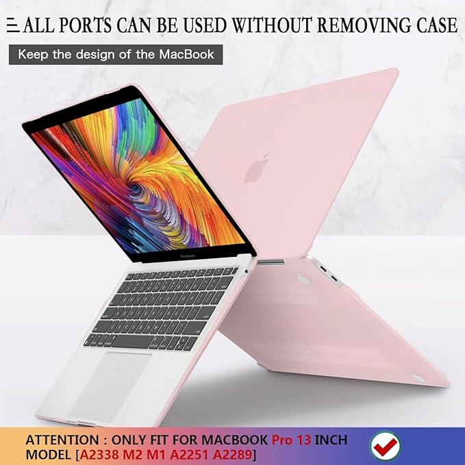 CISSOOK Baby Pink Case for MacBook Pro 13 inch 2025-2016 Release Model A2338 A2251 A2289, Plastic Hard Shell Case + Keyboard Cover Compatible with MacBook Pro 13" M2 M1