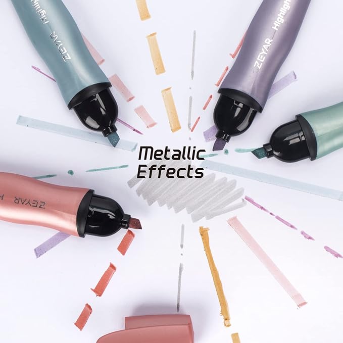 ZEYAR Aesthetic Highlighter Pen, Mystic Gems Colors, Chisel Tip Marker Pen, Water Based, No Bleed Dry Fast Easy to Hold, for Study Notes School Office (8 Mystic Colors)