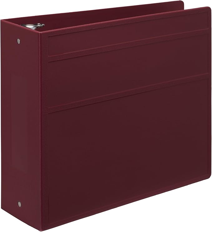 Carstens 4-Inch Heavy Duty 3-Ring Binder - Side Opening, Wine, Durable Plastic, No-Gap Rings, Waterproof Cover, No Pockets, Holds 600 US Letter Sheets, BPA-Free, Made in USA (1843-3R), Case of 10