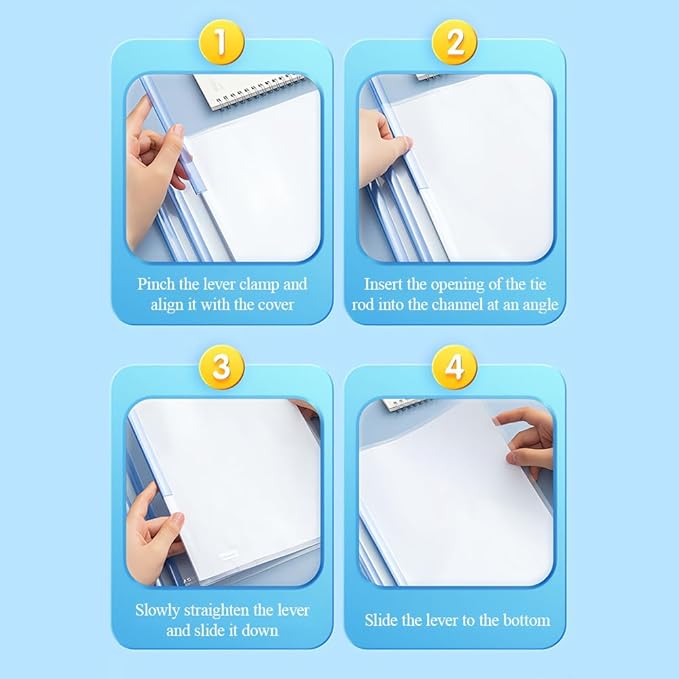 M&G 10 Pack Report Covers with Sliding Bar, 8mm Clear Report Covers for A4 and Letter Size Paper, 60 Sheet Capacity, Presentation File Folder Document Binder for School Office (Colored Sliding Bar)