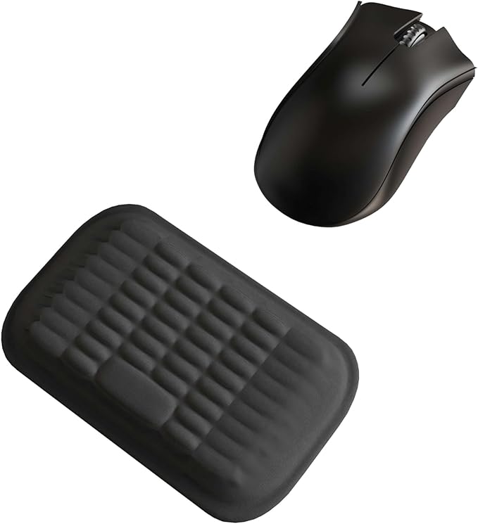 MEKASS Ergonomic Mouse Wrist Rest, Premium Memory Foam Mouse Wrist Pad Support Relieve Wrist Pain for Long Hours of Work, Gaming (Classic Black）