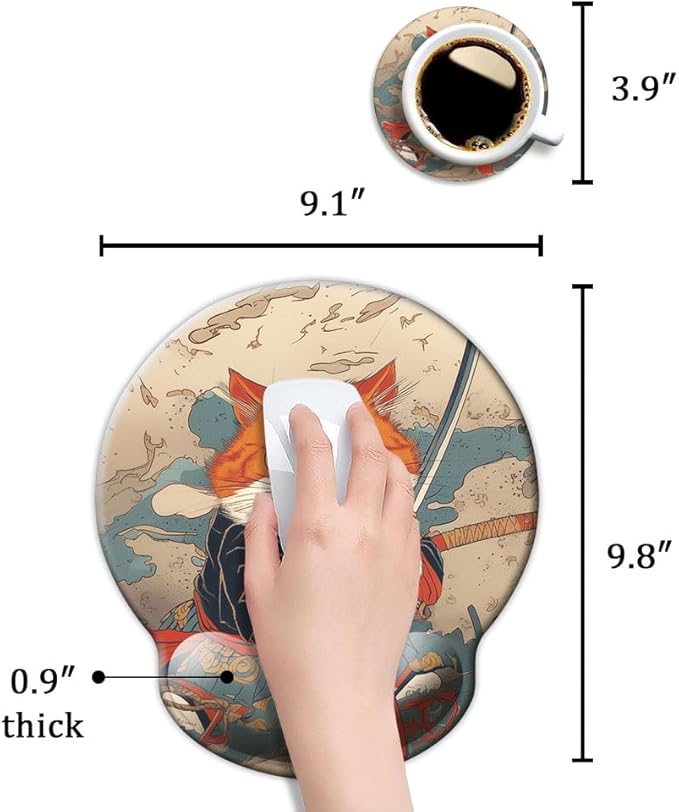 Ergonomic Mouse Pad with Wrist Support,Mouse Pad with Wrist Rest,Relieve Wrist Pain Mousepad Non-Slip Rubber Base,Mouse Pads for Desk,Computers,Laptop,Office,Home,Accessories Cute Cat