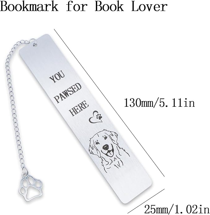 Funny Dog Bookmarks for Book Lovers Dog Lovers, Golden Retriever Gifts Book Marks for Reading Women Men, Cute Birthday Christmas Stocking Stuffers Gifts for Friends Bookish Reader