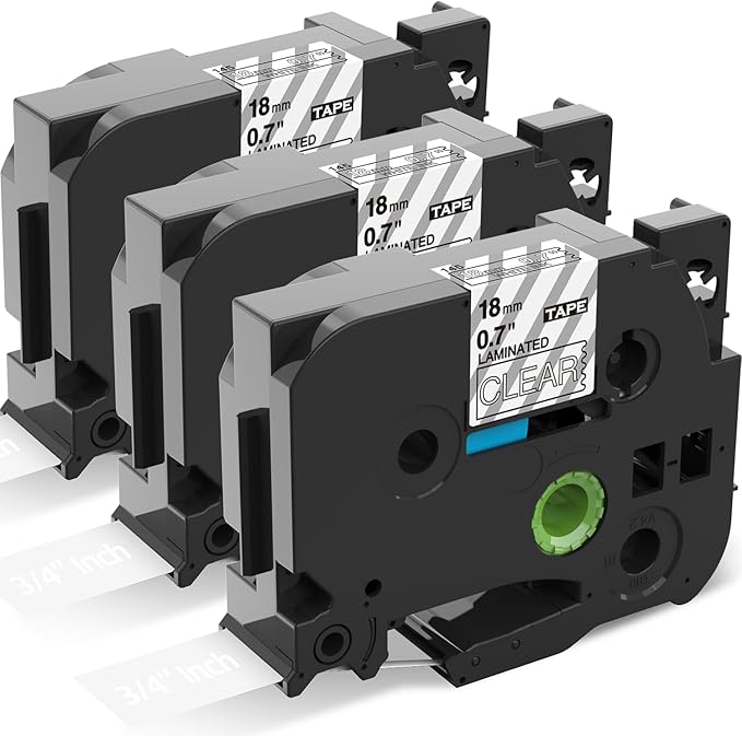 Label KINGDOM 18mm White on Clear Tape Replacement for Brother TZe-145 TZe145 3/4" TZ Tape 18mm 0.7 Laminated Clear Compatible with Brother P Touch TZe for PTD400 PTD410 PTD600, 3-Pack