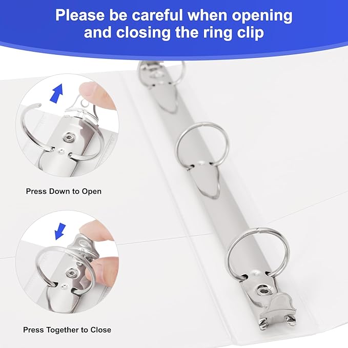 Comix Sturdy 1 Inch Round Ring View Binder, Standard 1" 3 Ring Binder for 200 Sheets of US Letter Size Paper, Pack of 12 (White)