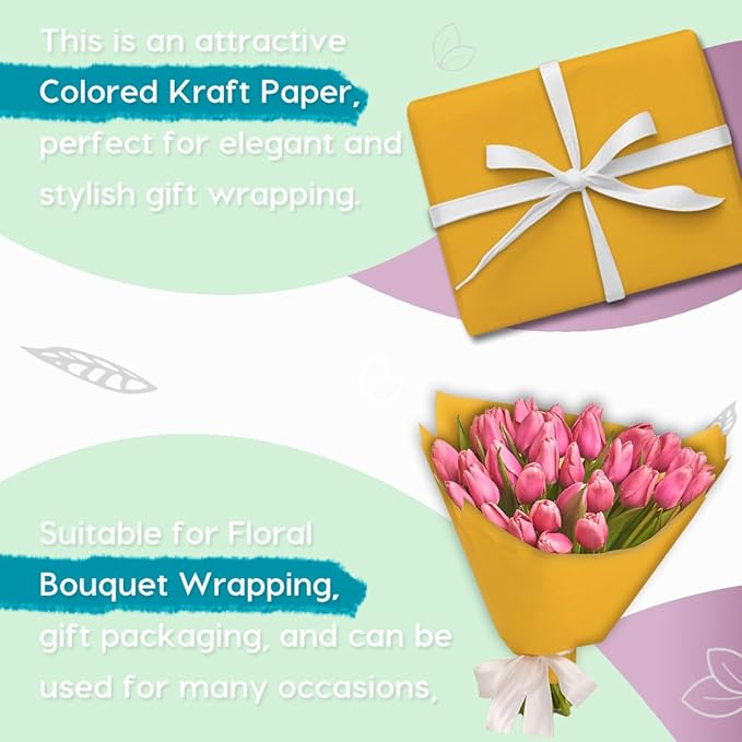 PerkHomy 36" x 2,400" (200') Orange Kraft Paper Roll for Craft Bulletin Board Paper Art Table Covering Crafting Gift Wrapping Bouquet Packing Parcel 80GSM 55LB (Orange, 36" x 200')