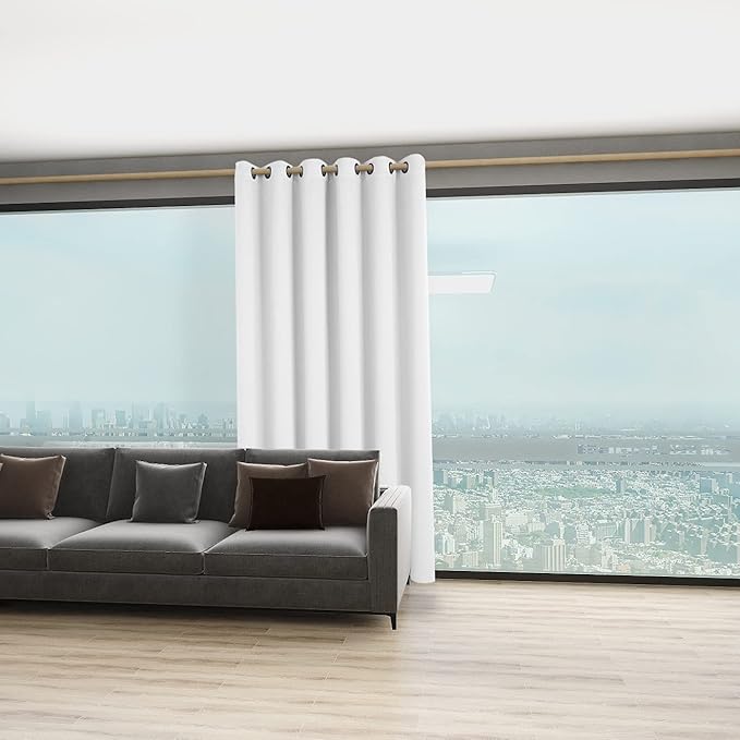 BONZER Room Divider Curtain Screen Partitions Total Privacy Wall Wide Blackout Curtains for Shared Room, 84L x 70W Inch (7L x 5.8W ft), 1 Panel, Greyish White
