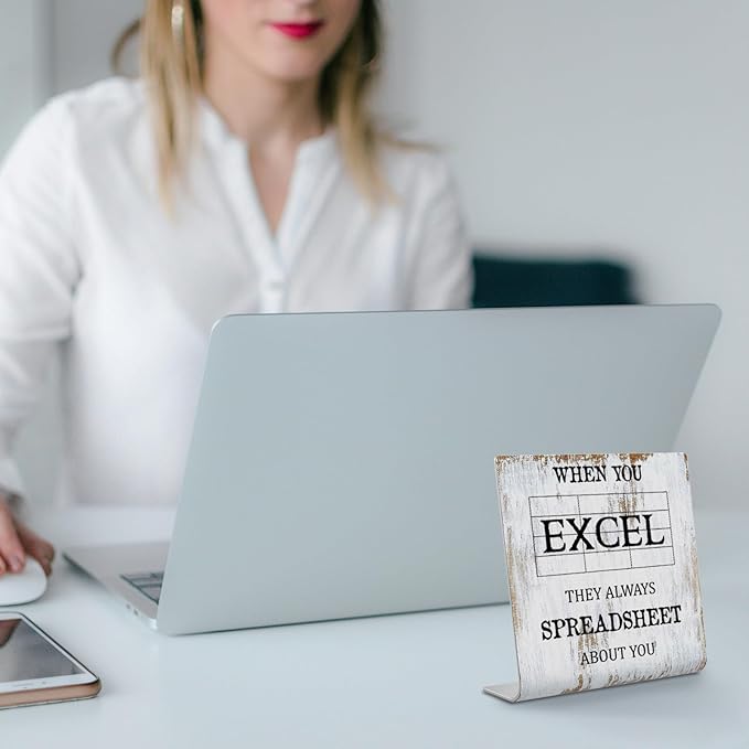 When You Excel Sign Definition Accountant Gift for Women Men, Rustic Office Humor, Funny Inspirational Home Decoration for Coworkers XUV85