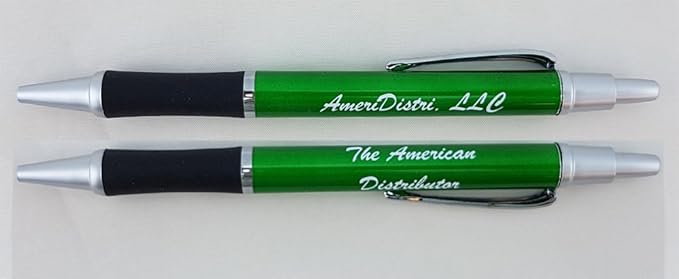 ezpencils - Personalized - Elegant Tip and Click Silver Accents on Green Solid Color Body and Black Grip - Bullet Ballpoint Pens - 12 pkg - ** FREE PERZONALIZATION **