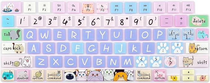 Keyboard Cover Skin for 2021-2024 MacBook Pro 14/16 (A2442 A2485 A3112 A3401 A3403 A2992 A2779 A2780 A2991 A2918 M1/M2/M3 M4) & MacBook Air 13.6''/15'' (A2681 A3113 A2941 A3114),Cute Cat