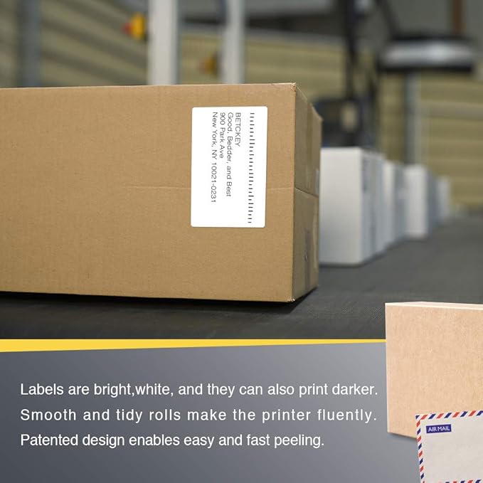 BETCKEY - 4" x 2.5" (102 mm x 64 mm) Shipping & Multipurpose Labels Compatible with Zebra & Rollo Label Printer,Premium Adhesive & Perforated [1 Rolls, 620 Labels]