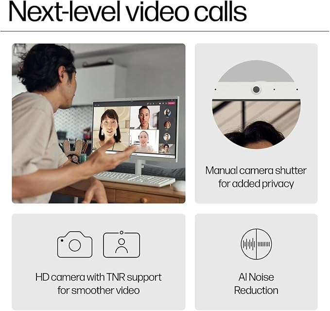 HP 2025 New 22 Inch All-in-One Desktop Computer • 8GB RAM • 128GB PCIe SSD • Intel CPU • Ultra-Quiet Design • Microsoft Office Trial • Wi-Fi 6 • White KB & Mouse • WOWPC Recovery USB • Windows 11