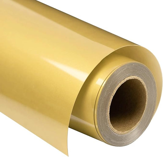 VINYL FROG Heat Transfer Vinyl Roll HTV Vinyl - 12" x12ft Gold Iron on Vinyl for T-Shirts, Heat Press Vinyl for DIY Craft Designs (Gold)