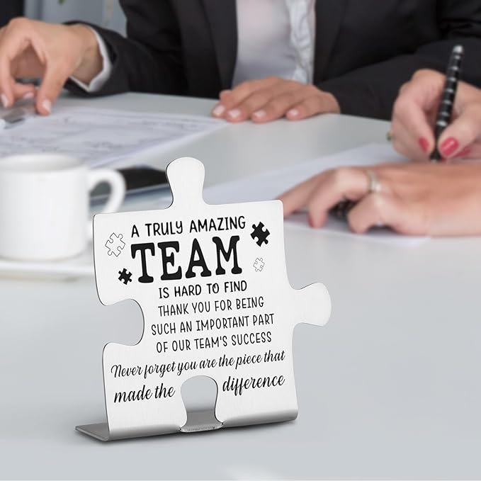 Team Gifts for Employees, Coworkers, Women, Team Thank You Appreciation Gifts, Team Plaque, Team Puzzle Piece Gift, Team Christmas Team Work Office Desk Decor Gifts Decorative Signs Plaques WDD19