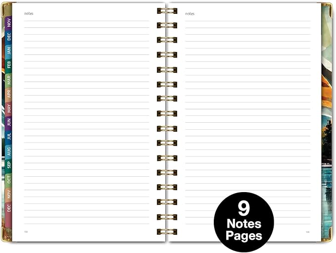 HARDCOVER 2026 Planner, 5.5"x8": 14 Months (November 2025 - December 2026), Daily Weekly Monthly Planner, Yearly Agenda, Bookmark, Pocket Folder and Sticky Note Set (Lake View)