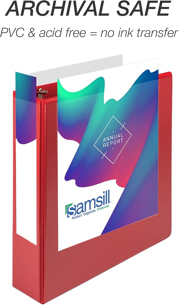 Samsill Durable 2 inch 3 Ring Binder, Made in USA, D Ring Binder, FSC 100% Recycled Chipboard, Red, 12 Pack