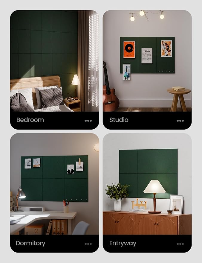 Large Felt Bulletin Board 36" x 24"Cork Board Alternative - 6 Pack with 40 Safe Removable Adhesive Tabs, Cork Boards for Walls Cork Board for Home Office Classroom Pin Board (Aurora Green)