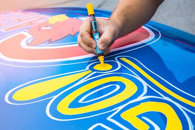 Window Markers for Glass Washable Car Window Paint Pen- Dry Erase Liquid Chalk Marker Car Decorations on All Surfaces, Tire, Windshield - Auto Marker, Autowriter, Rain Resistant (Yellow, Jumbo Tip)