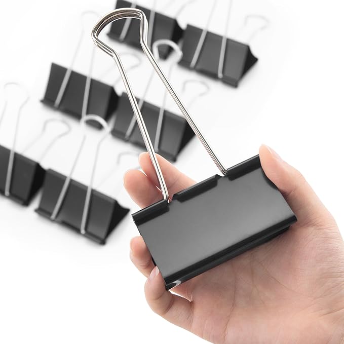 OWLKELA 3 Inch (6 Pcs) Jumbo Binder Clips, Extra Large Black Paper Clamps for Home, School and Office Supplies