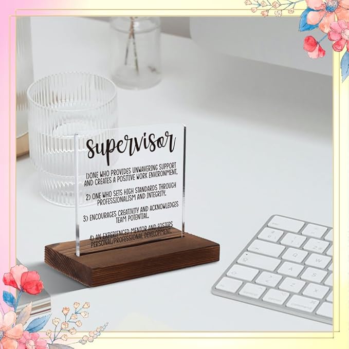 Appreciation Gifts for Supervisor, Inspirational Office Decor Gifts for Supervisor, Motivational Gifts for Supervisor,Modern Acrylic Desk Plaque with Inspirational Quotes, 10 x 10 x 1.5 cm,XXD42