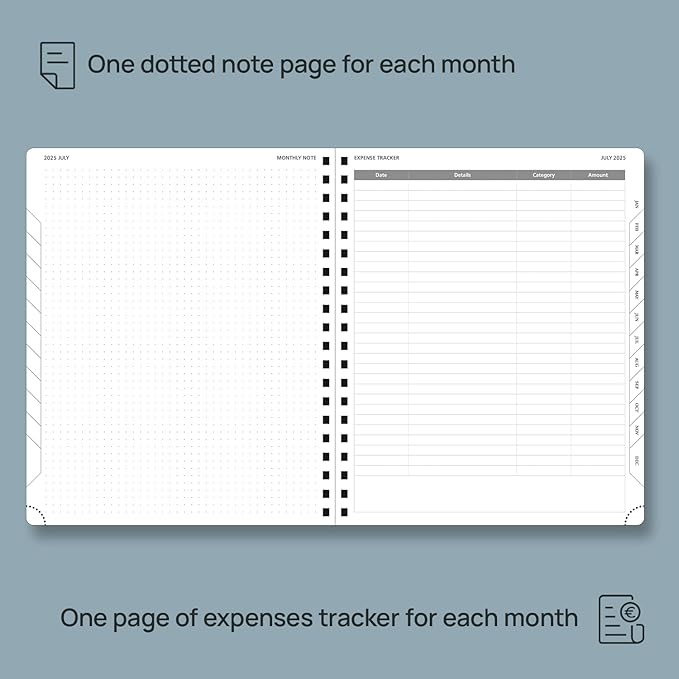 POPRUN Monthly Planner 2026-2027 (Large 8.5" x 10.5") 18 Months Calendar (Jan 2026 - Jun 2027) - 4 Pages per Month with Expense & Notes, Stair-like tabs, Leather Cover, Sunday Starts - Night Sky Blue