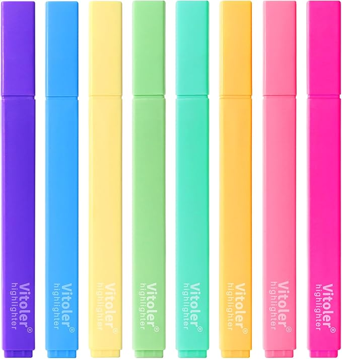 Vitoler Highlighters,8Pcs Highlighters Pastel,Quick Dry,Chisel Tip,Aesthetic Bible Highlighter No Bleed, Teacher Supplies School Accessories