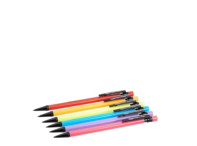 Amazon Basics Mechanical Pencils 0.7mm For Writing, Drawing, Bulk Office and School Supplies, Multicolor, 24-Pack