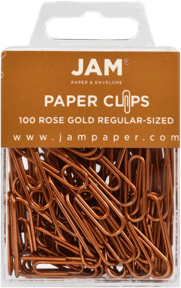 JAM Paper Colored Standard Paper Clips - Small - Rose Gold - 100/pack
