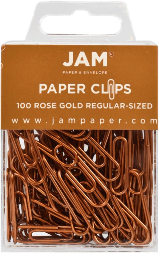 JAM Paper Colored Standard Paper Clips - Small - Rose Gold - 100/pack