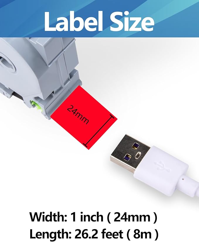 Weemay 3 Pack TZe451 24mm Black on Red Laminated Label Tape Compatible with Brother Label Maker Tape TZe-451 TZe 451 TZ-451 TZ451 for PTouch PT-E500 PT-D600 PT-P750W PT-P900W Printer, 1 in x 26.2 ft