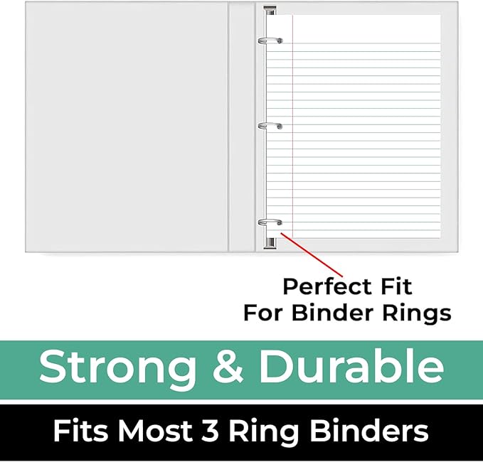Loose Leaf Paper, 900 Sheets, 6 Pack, Wide Ruled, 8" x 10.5", 56 gsm Bulk Office Filler Sheets, 3 Hole Punched, 150 Sheets/Pack, Wide Ruled for 3 Ring Binder, Notebook Paper, White