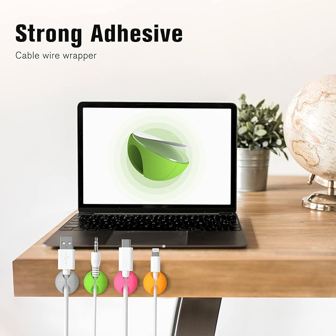 12 Pack Cable Clips, Znben Cable Holder for Desk Cord Organizer Adhesive Cord Management Charger Wire Holder Clips for Desk, Home, Office, Car, Cubicle, Nightstand Colorful