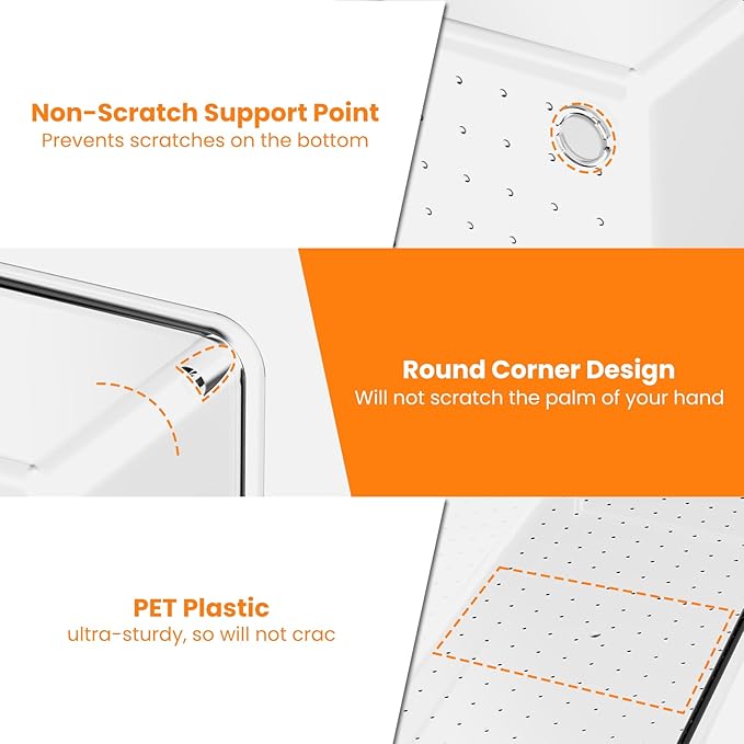 9 Pack Clear Plastic Drawer Organizer Set, Acrylic Non Slip Non Cracking Kitchen Drawer Storage Tray Large Size Divider, Multifunctional Storage for Cosmetics, Bathroom, Tools, Kitchen and Office